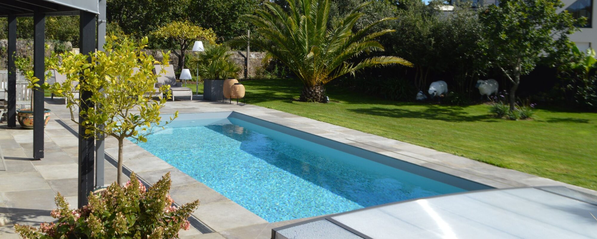 Rénovation d'une piscine et installation abri plat EAP