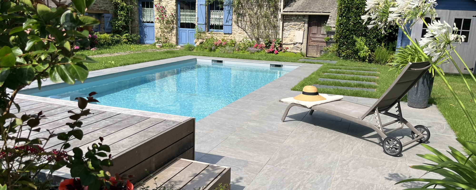 Piscine rectangulaire 3,5x7m en béton armé